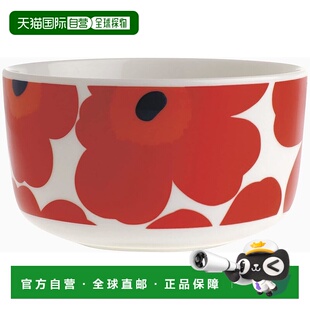 【日本直邮】Marimekko 餐碗UNIKKO 12.5cm/500ml白/红063433-001