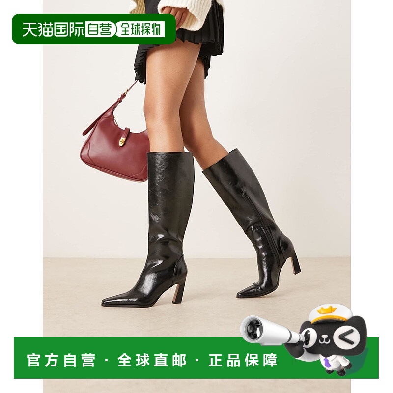 1h可退 香港直邮ASOS 女士 Clara chisel 设计宽版鞋头及膝靴子()