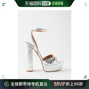 AQUAZZURA 女士 Sinner 金属感皮革凉 香港直邮潮奢 Plateau 140