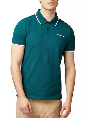 美国直邮Ben Sherman 男士签名常规版型撞色条纹棉质Polo衫
