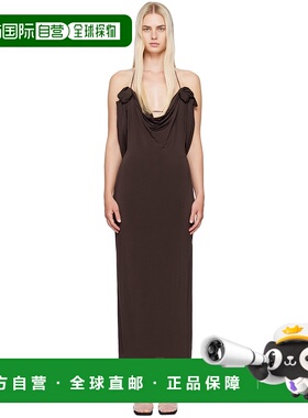 1h可退 香港直邮潮奢 magda butrym 女士 棕色垂领连衣裙 140724