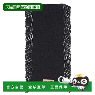 自营欧洲直邮ACNE STUDIO24年款 男女通用黑色羊毛流苏配LOGO标签