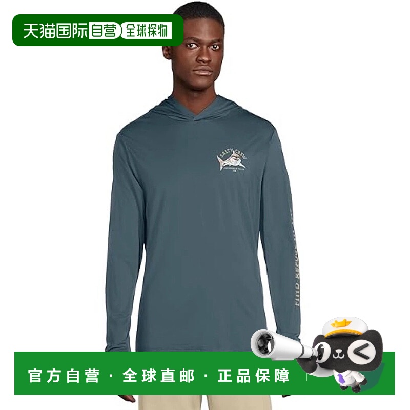 自营Salty Crew Lurking T-Shirt Men's Blue Fin Cotton Hooded