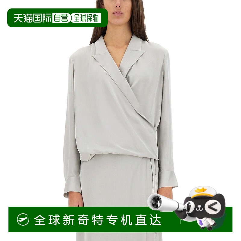 自营theory裹式丝绸衬衫-灰色 【美国奥莱】直发