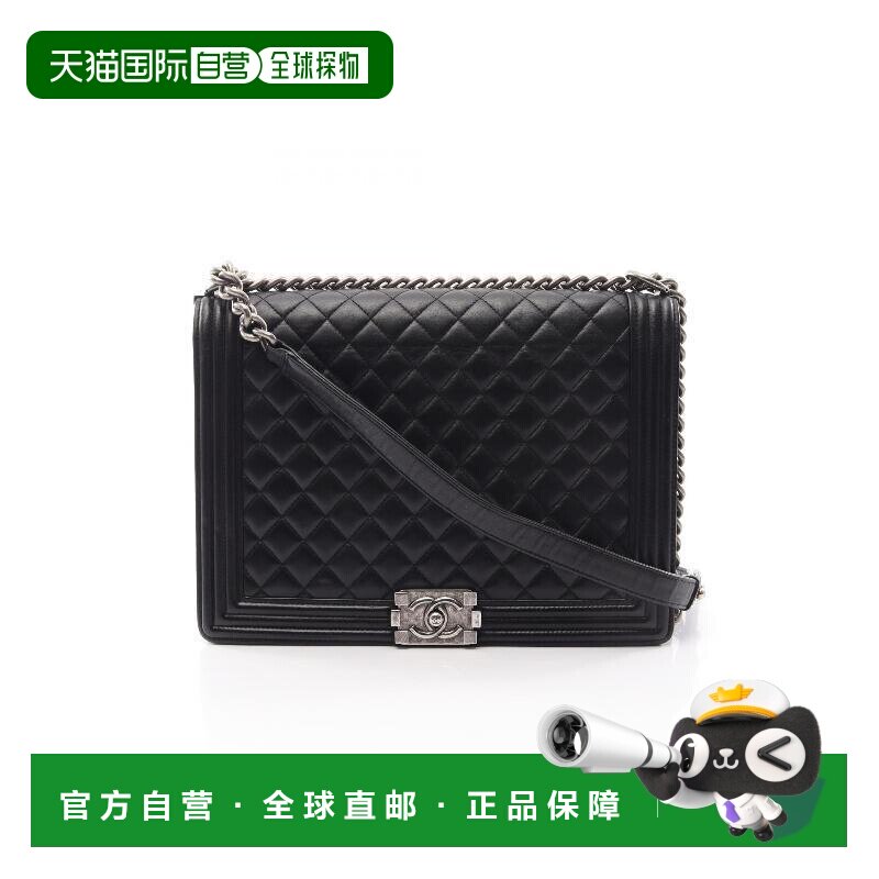 日本直邮中古Chanel香奈儿男包A级95新Le Boy Chanel羊皮单肩包黑