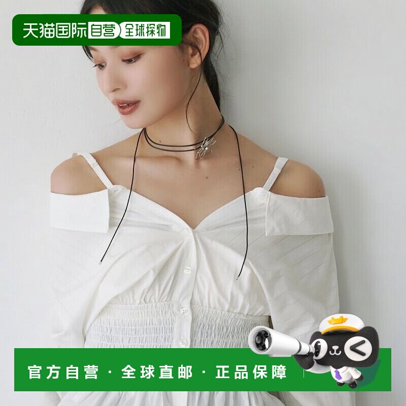 日本直邮MERCURYDUO 女士 蝴蝶结系带 金属花饰 仿皮项链 0025509