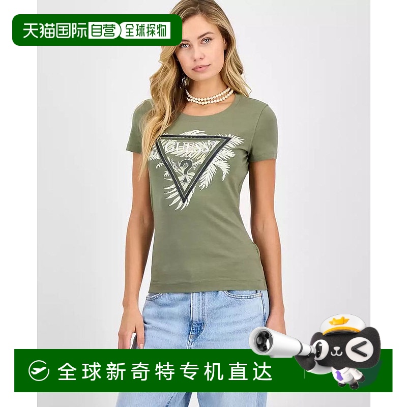 1h可退 【美国直邮】guess 女士 上装T恤短袖修身
