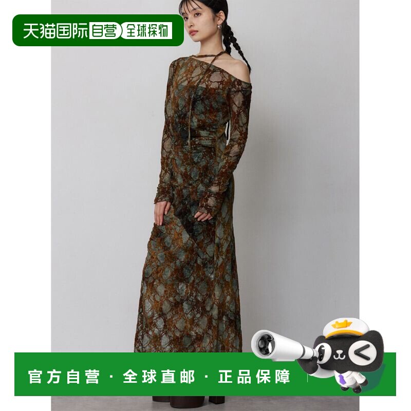 日本直邮MURUA 女装 三穿式花朵绒感透视连衣裙 012620300601吊带