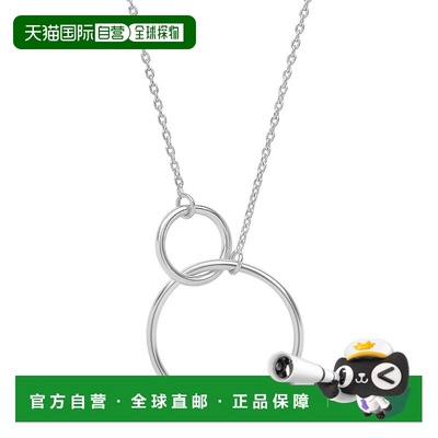sterling forever925 纯银互扣式开口圆形吊坠-金 - 银白色 【美