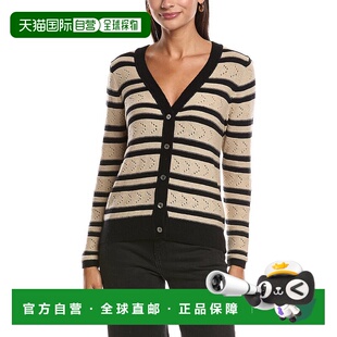 自营Minnie Rose Striped Pointelle Cashmere-Blend Cardigan -