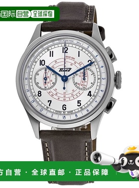 自营Tissot Telemeter 1938 Silver Dial Leather Strap Men's Wa