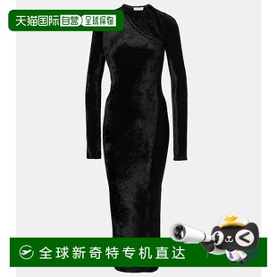 black黑色 香港直邮Alaia 003774 女士 舒适时 天鹅绒中长连衣裙