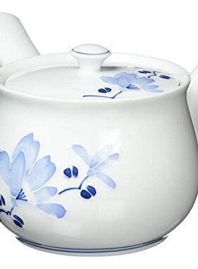 日本直邮Saikaitoki波佐见烧茶壶 带茶滤蓝色大花图案600ml