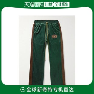 男士 直筒Logo刺绣条纹天鹅绒运动裤 Rhude 香港直邮潮奢
