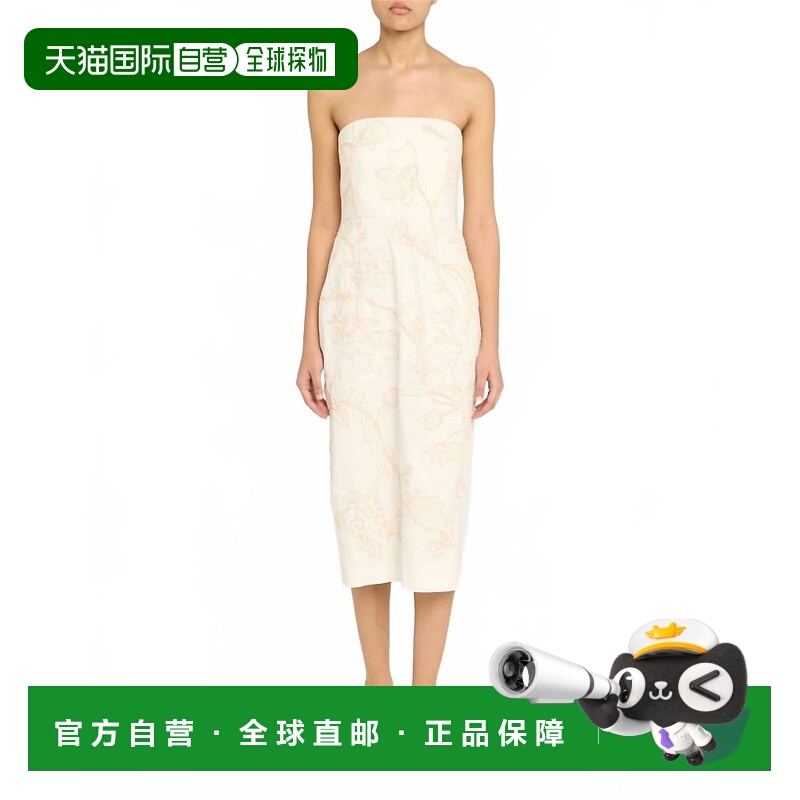 自营veronica beardNetia Strapless Embroidered Dress In Ecru