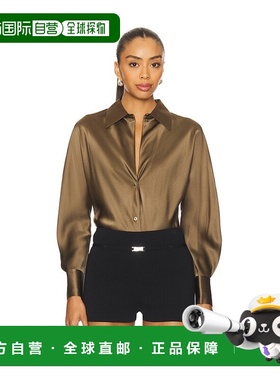 1h可退 香港直邮VINCE 女士 Bias 长袖衫 V055413024 green绿色