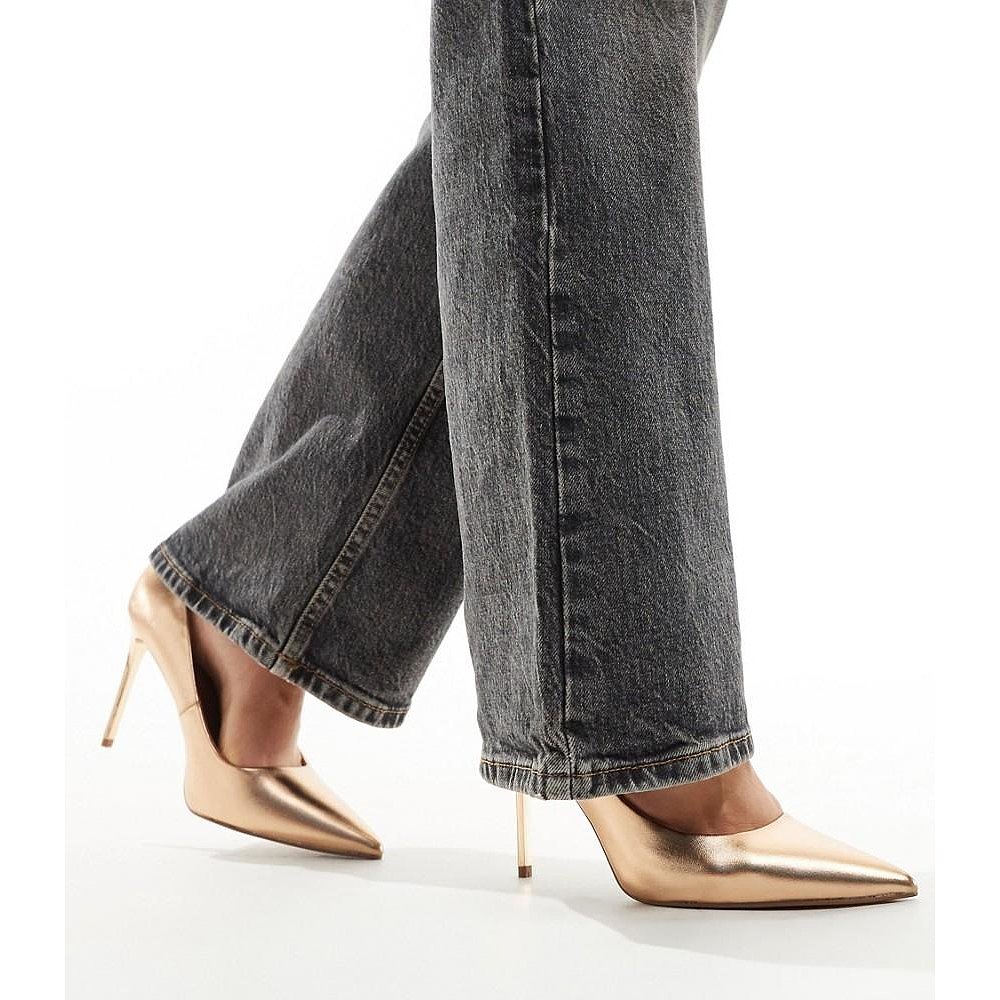 潮奢 ASOS 女士 Paphos 设计宽版尖头高跟玫瑰金色浅口鞋