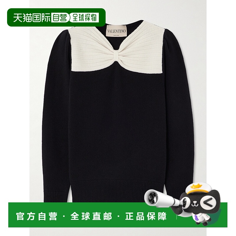 香港直邮valentino 华伦天奴 女士 two-tone 蝴蝶结羊毛毛衣 8B3K