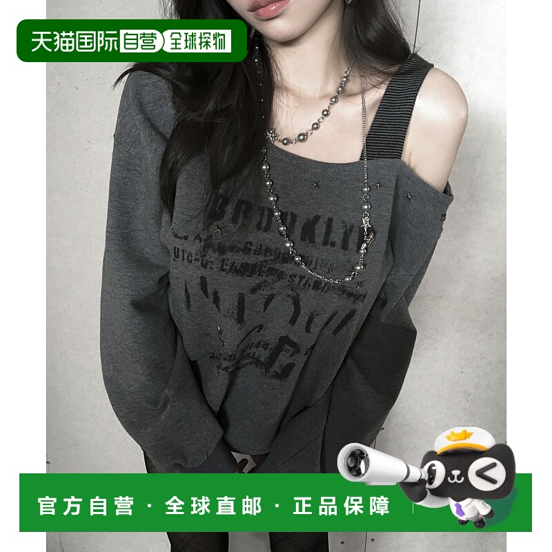 1h可退 日本直邮VEILA 女装 单肩设计 印花卫衣 宽松街头风 vla50