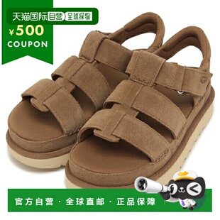 日本直邮UGG 金色星星绑带厚底凉鞋棕色女士1137890 CHE新款