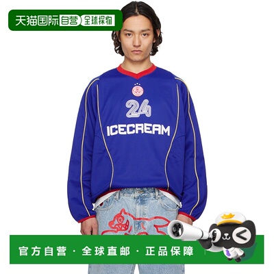 1h可退 香港直邮潮奢 ICECREAM 男士 蓝色 IC Football LS Jersey