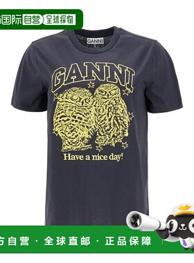 1h可退 香港直邮潮奢 GANNI 甘尼 女士 黑色 Basic Jersey Owls R