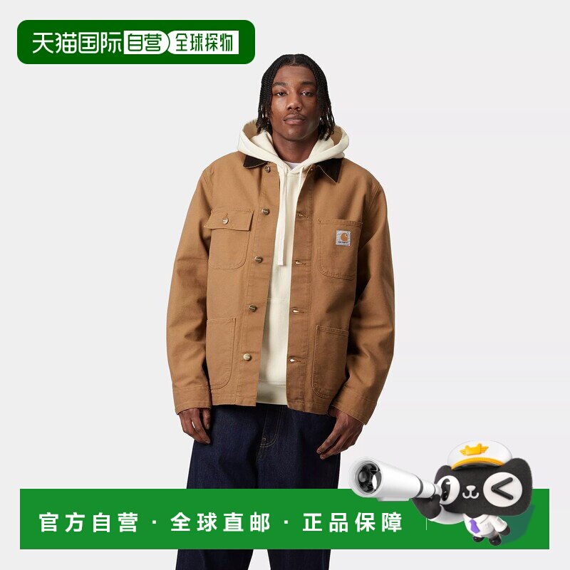 自营欧洲直邮Carhartt Wip 男士长袖工装大衣棕色棉夹克
