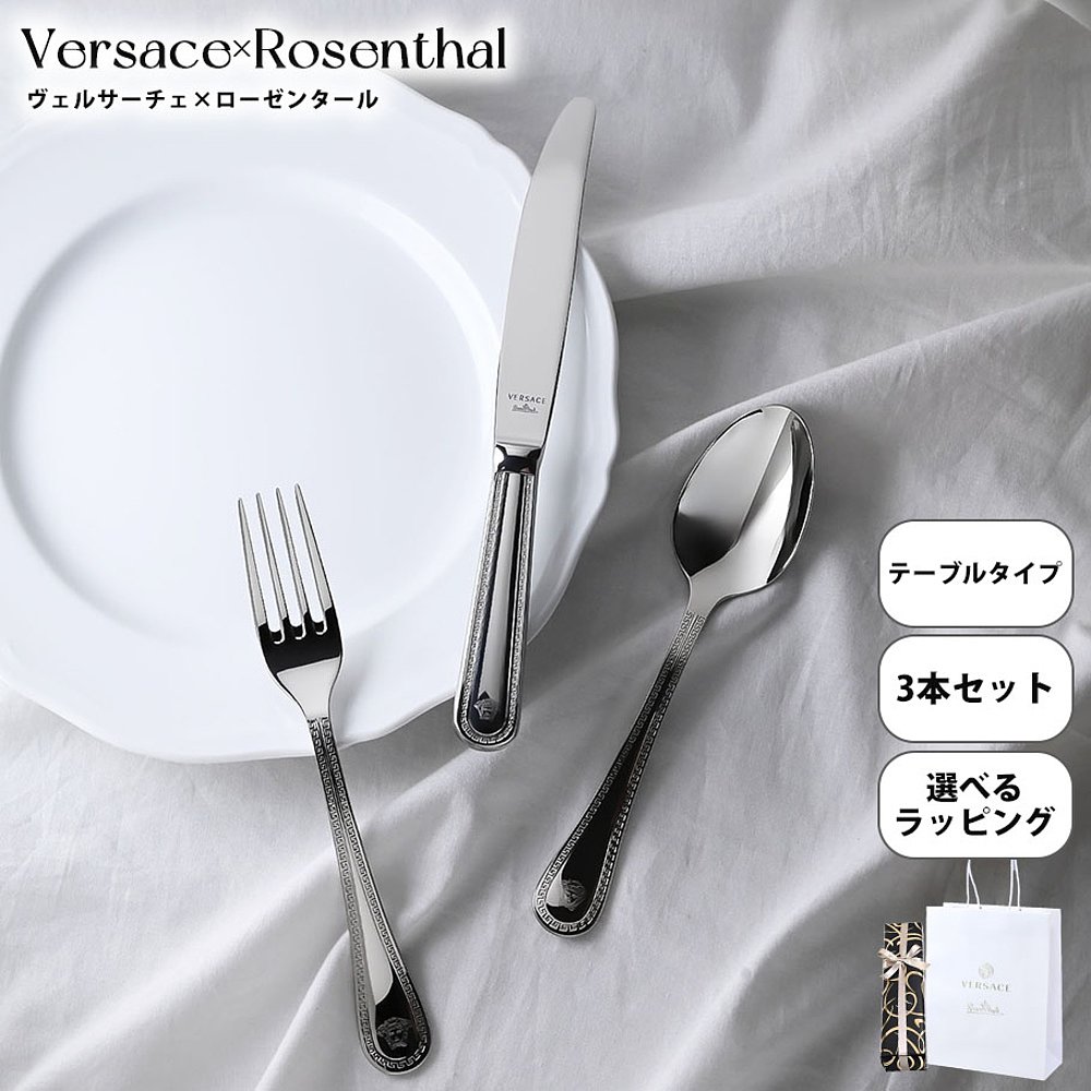 日本直邮Versace x Rosenthal Greca 餐具 3 件套 餐勺 餐叉 餐刀