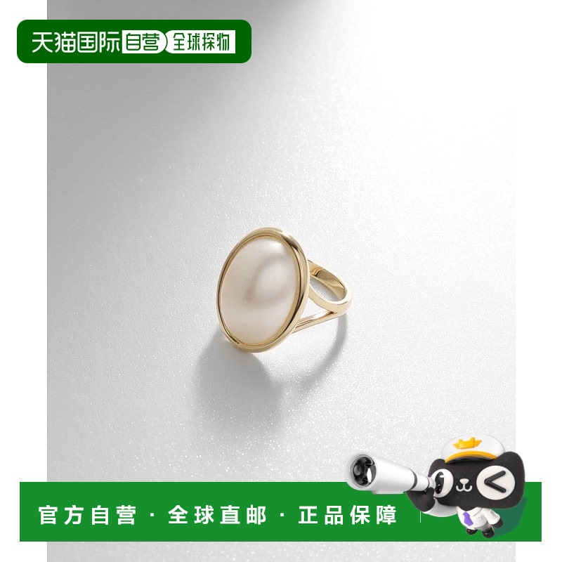 日潮跑腿COCOSHNIK Mabe Pearl 垂直椭圆形戒指宝石珍珠叠戴独特