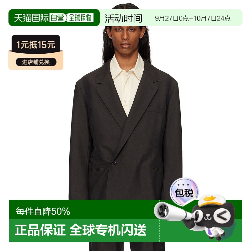1h可退 香港直邮Lemaire 男士 棕色 Soft Double Breasted 西装外