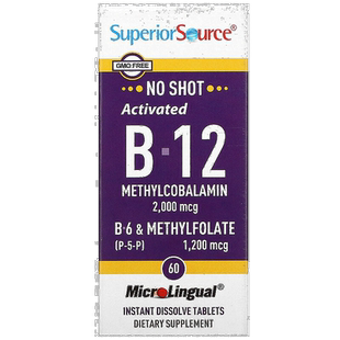 香港直发Superior Source膳食补充剂富含维生素B1260片保健品叶酸