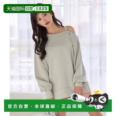 1h可退 日本直邮Seemi.by NICE CLAUP 女装 肩部钻饰单肩设计T恤