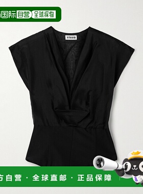 1h可退 香港直邮Staud 女士 Pinnacle 丝质欧根纱罗缎上衣 R25F10