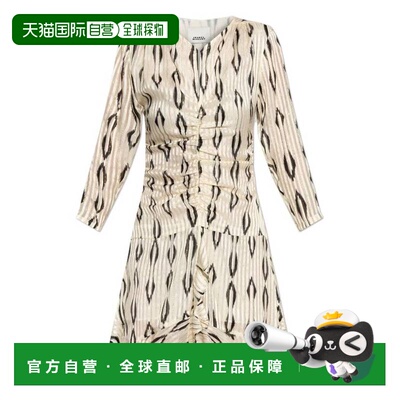 自营Isabel Marant Octavia Gathered Printed Dress - black/ecr