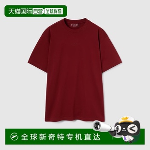 歐洲直郵Gucci T恤 女士安可拉紅棉logo標(biāo)識(shí)刺繡圓領(lǐng)短袖 古馳