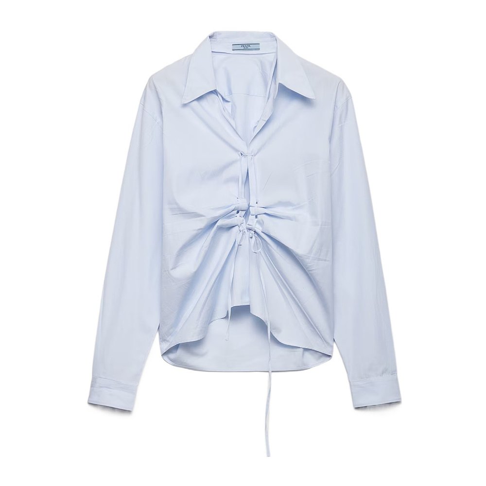 PRADA 女士衬衫 P481I1650SOOOF0M10 AW2025 蓝色 长袖衬衫