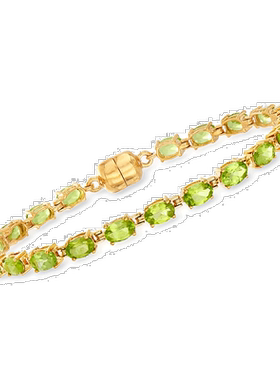 自营Ross-Simons 橄榄石网球手链 18 克拉黄金，带磁性扣环 - 8