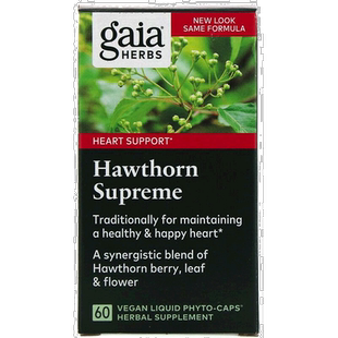 香港直发Gaia Herbs,优质山楂补充剂，60 粒素食液体 Phyto Caps
