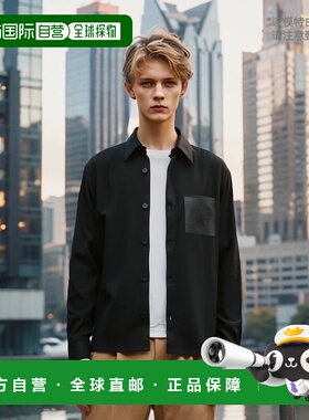 香港直邮BALMAIN 男士衬衫 EH1HS391WB010PA SS2025 黑色 长袖衬