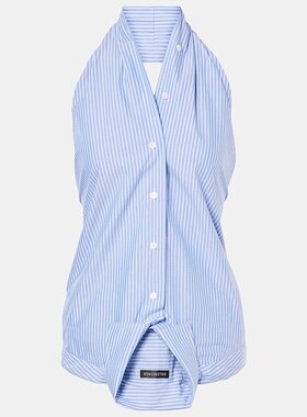 Balenciaga 巴黎世家 女士 条纹毛边棉质上衣 000895