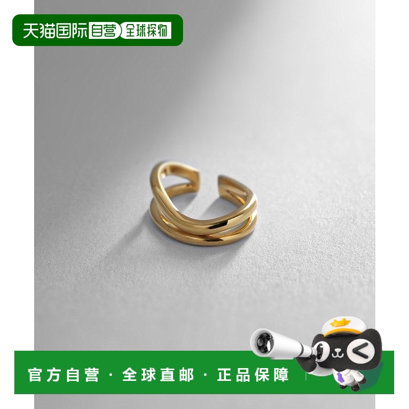 日潮跑腿Cocoshnik双圈S形耳环黄金色简约时尚百搭双层单耳用