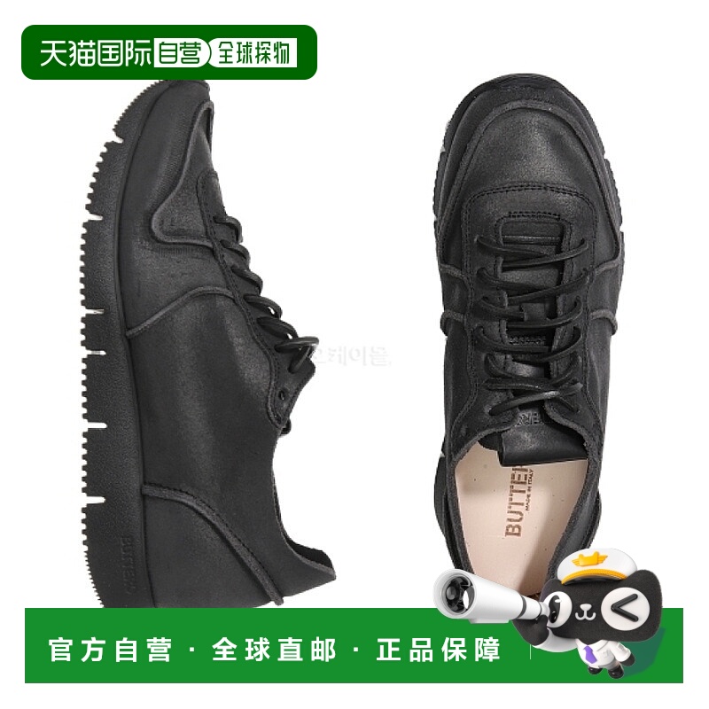 韩国直邮BUTTERO休闲鞋男女款黑色低帮牛皮系带简约舒适百搭潮流