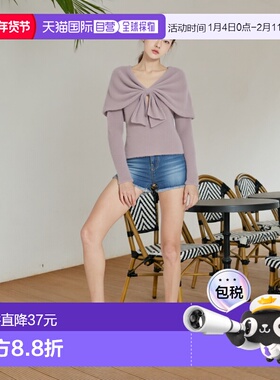 日本直邮日潮 GRL披肩风蝴蝶结亮丝羽毛针织衫上衣kz611斗篷