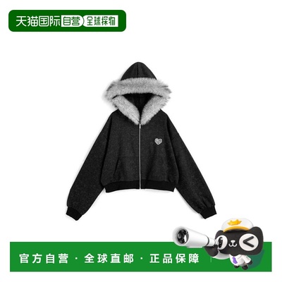 日本直邮日潮 GRL仿毛领刺绣亮丝卫衣连帽衫fu309