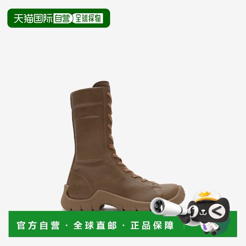 欧洲直邮自营Burberry博柏利 Tone女士棕色皮革系带靴厚底鞋女靴