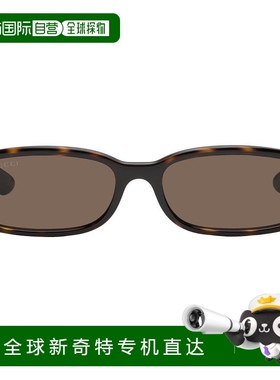 1h可退 香港直邮Gucci 古驰 女士 棕色 Rectangular Frame 太阳镜