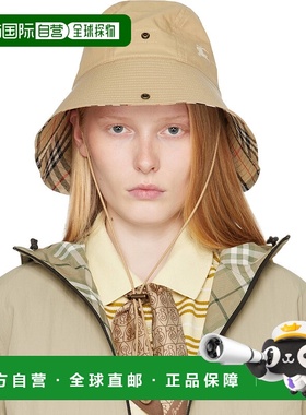 1h可退 香港直邮潮奢 Burberry 巴宝莉 女士 米色 Check Brim Gab