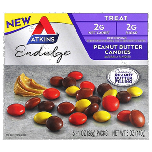 香港直邮At特金斯,Treat, Endulge,餐棒,花生酱糖果,5 块,每