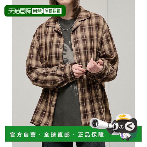 1h可退 日本直邮Alfred Alex 男女同款 垂感开领格纹衬衫 AAsh181