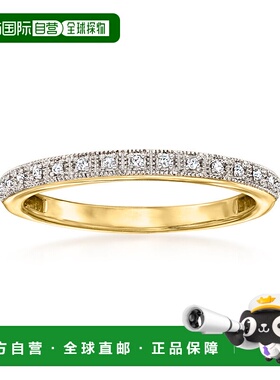 自营Ross-Simons 18 克拉金镀在纯银上镶钻锯状滚边戒指 - 白色